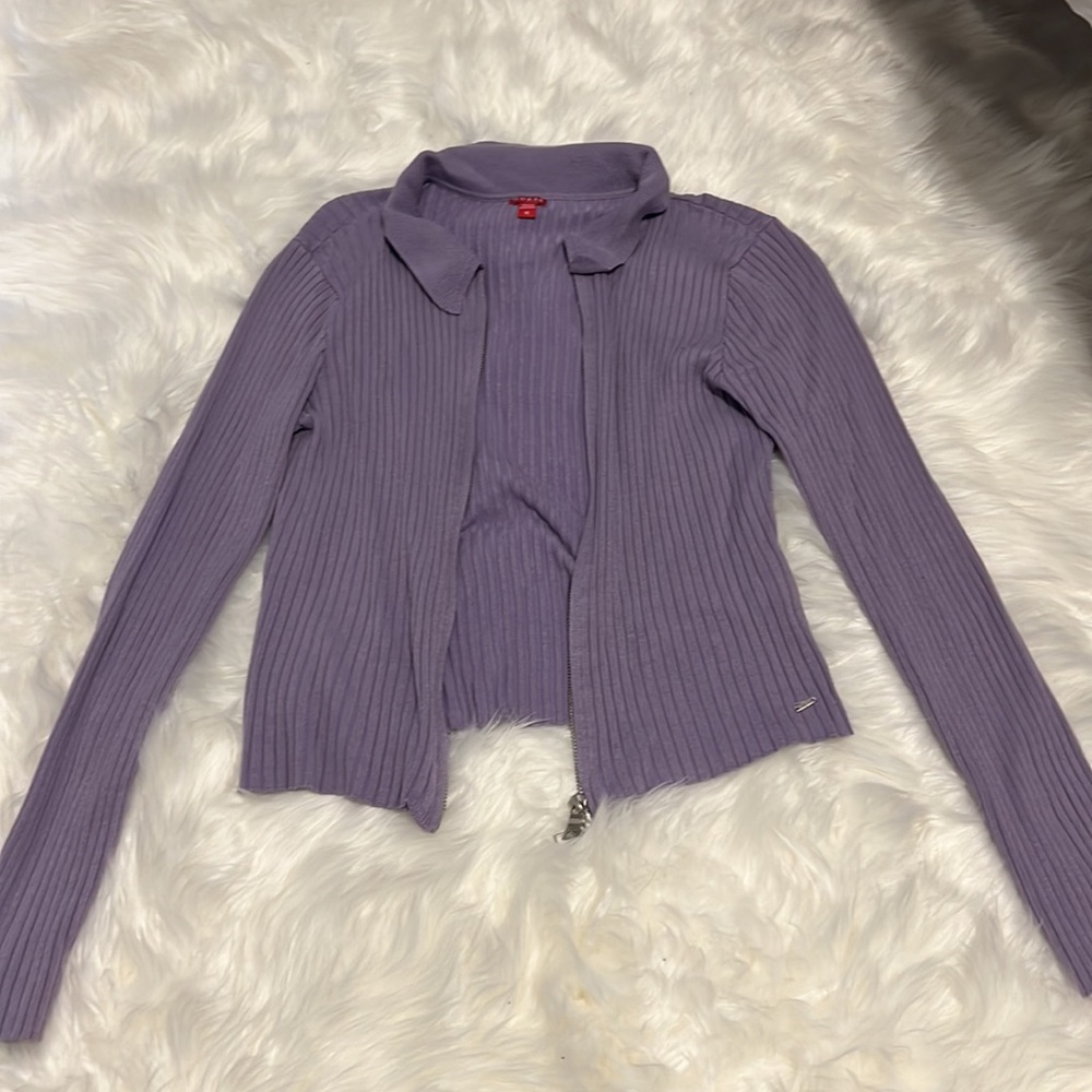 Guess Purple zip knit top